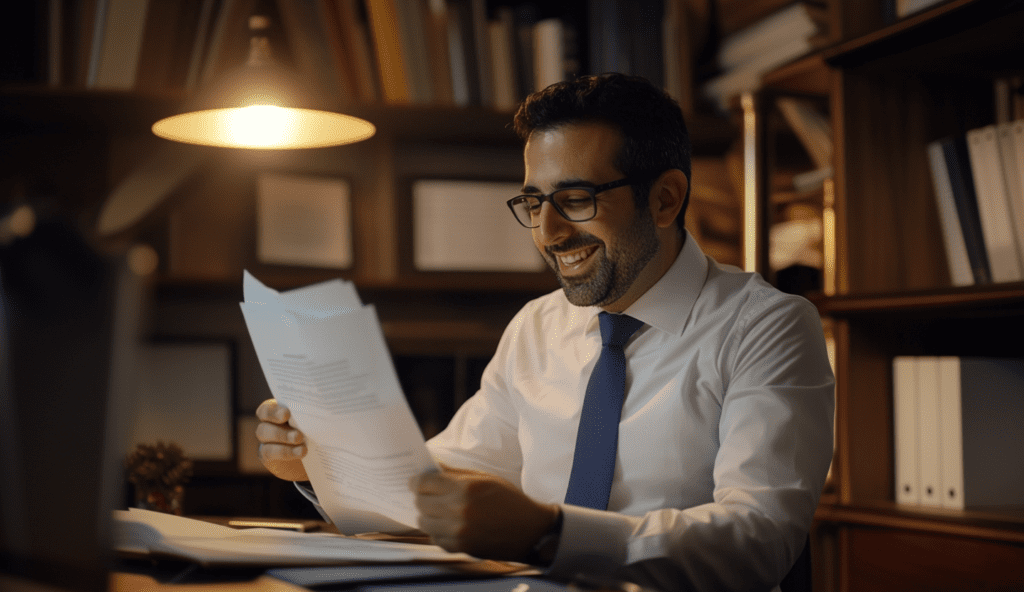 Lawyer reviewing client case files in a legal office, showcasing the importance of PPC for law firms to attract high-intent leads online.
