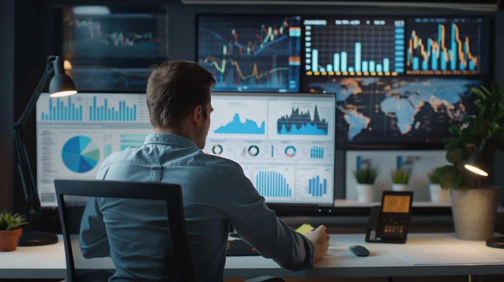 Financial advisor using data analysis tools and dashboards to optimize B2B email marketing campaigns, drive ROI, and enhance digital marketing strategies through CRM and automation.