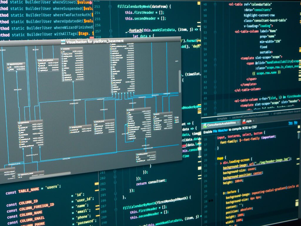 Close-up of database structure and JSON code used in schema markup implementation for ecommerce SEO, showing microdata, RDFa, and JSON-LD integration for product pages and content management systems.